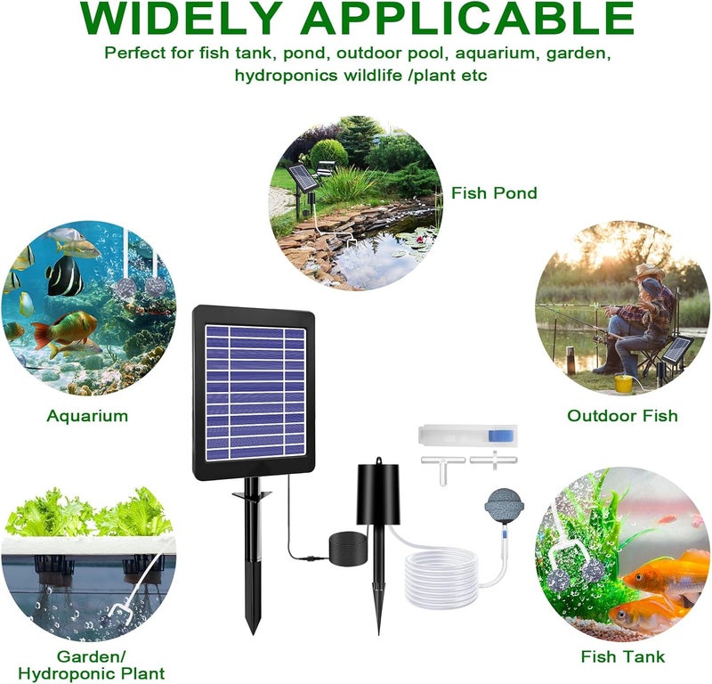 Srygery Solar Pond Aerator with Air Pump, 3 Modes(18H/36H/72H) Solar Aerator for Ponds Outdoor, 4W & 2200 mAh Solar Powered Air Pump with Bubble Regulator for Small Fish Pond, Stock Tank, Aquarium Hydroponics - Image 2